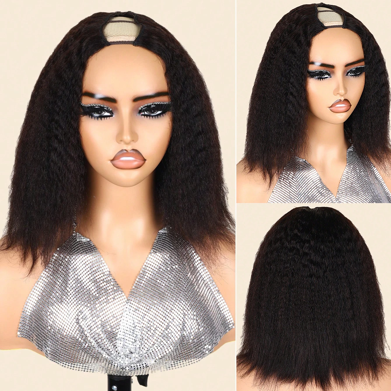 Короткий V-образный парик TNICE полностью машинное производство странные прямые