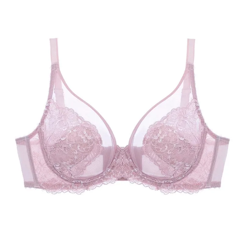 Розовое нижнее белье женский костюм с тонкой грудью ультратонкий бюстгальтер