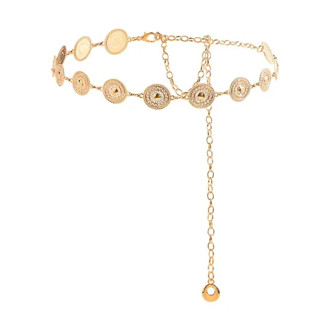 Женская поясная цепочка металлическая золотая/серебряная