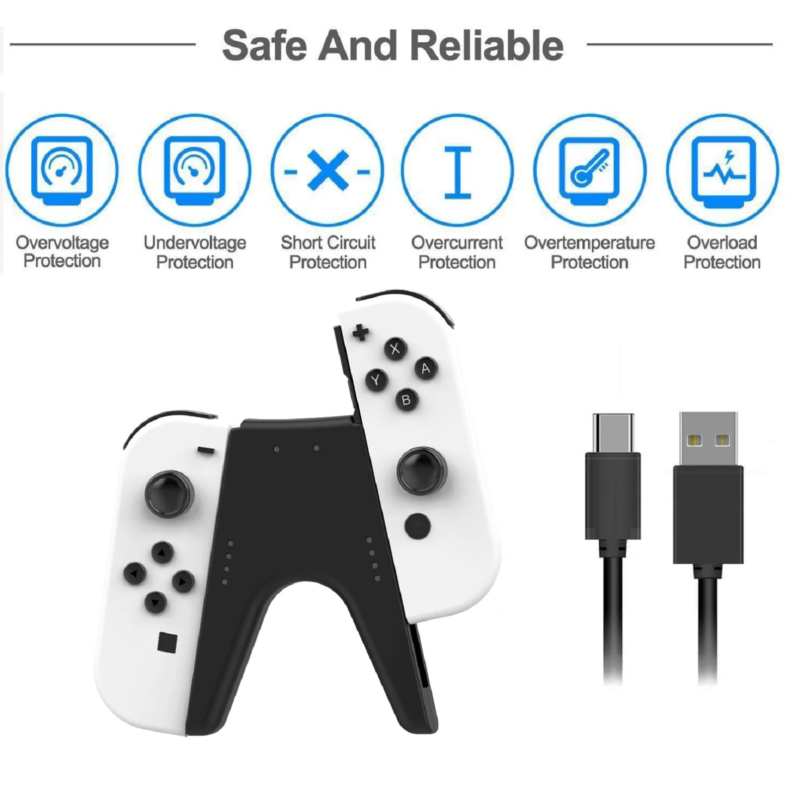 Зарядная ручка с портом Type C для контроллера Nintendo Switch OLED Joycon