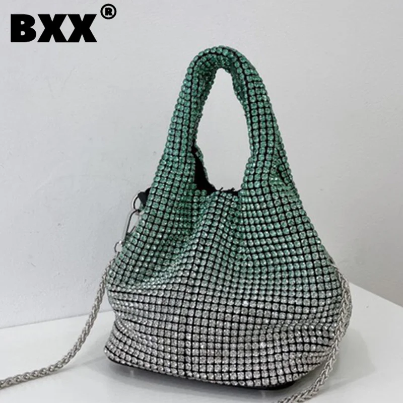 

[BXX] Gradient Diamond Design Chain Handbags For Women Vintage Fashion Trend PU Leather High Quality Handbag Female 2022 8Q015