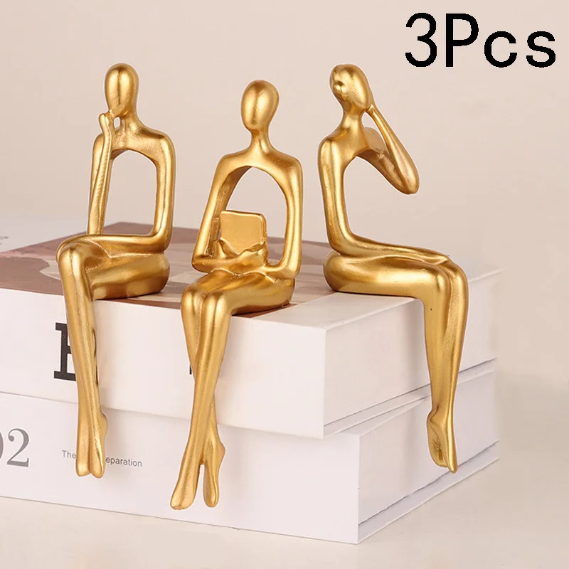 

Nordic Home Decoration Accessories Resin Abstract Thinker Statue Bookshelf Sculpture Living Room Decoration Figurines for Indoor