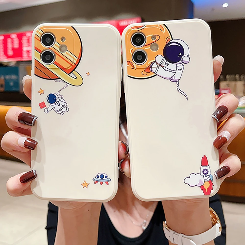 

cute cartoon rabbit bear astronaut phone case For pixel 6 A iPhone 13 12 mini 11 pro xs max X XR 5 6 7 8 plus SE 2 3