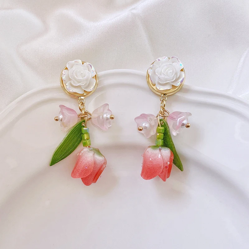 

Клипсы для ушей женские, из полимерной смолы, ручной работы