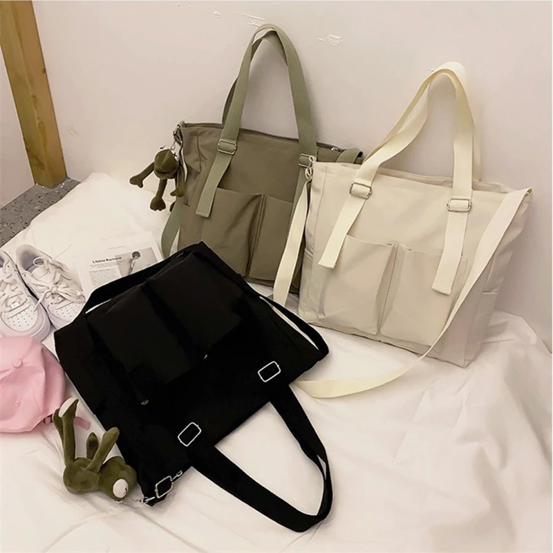 2022 Canvas Diagonal Cross Bag Youth Fashion Casual Version Large Capacity Shoulder Bag Solid Color Women Messenger Bags