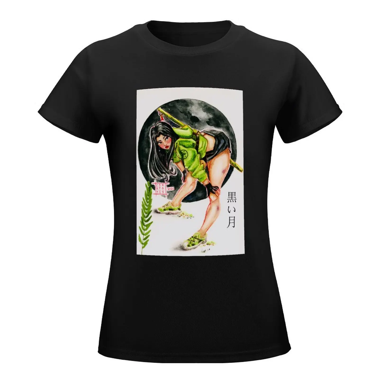 Футболка kuking Tsuki футболки с графическим рисунком милые топы для женщин