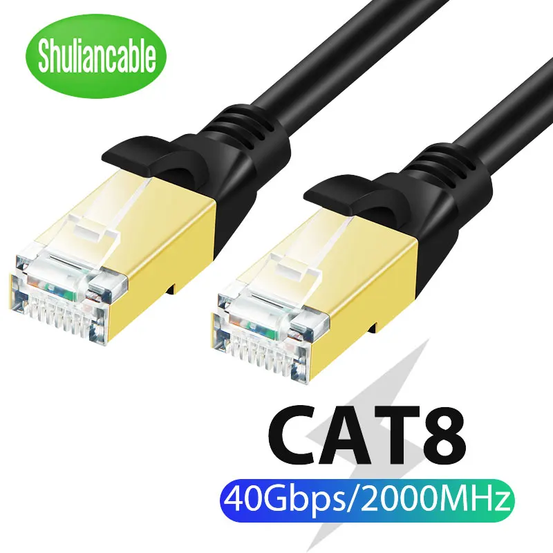 

1486 Shuliancable Cat8 Ethernet Кабель Sstp 40 Гбит/с супер скорость Kat 8 RJ45 сетевой Lan патч Koord Voor Ps 4 маршрутизатор ноутбук кабель