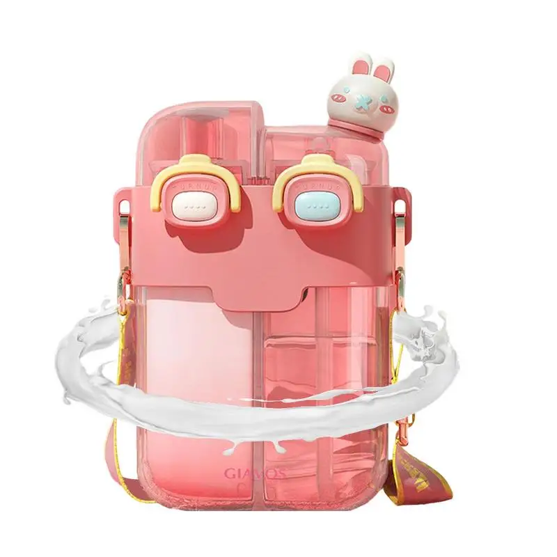 530ml Cute Split Up Women Sports Bottle With Straw Safe Women Water Bottle With Adjustable Strap For Outdoor Use
