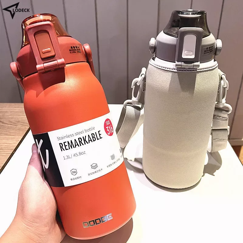 Stainless Steel Thermal Water Bottle Thermoses Vacuum Flask With Straw Tumbler Portable Hot Drinks Thermos Cup Fitness Cute Pot