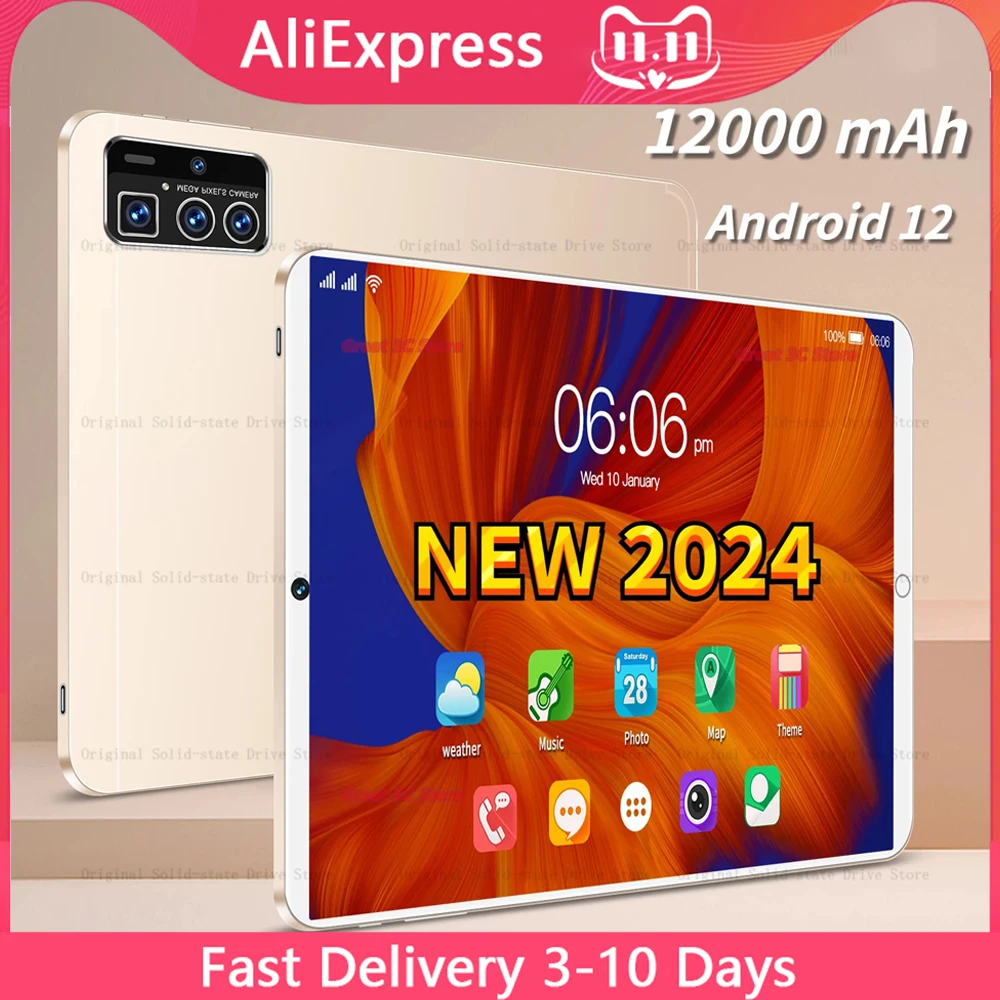

2023 New Original Global Version Pro 14 Tablet Android 12 13+16MP 12000mAh 10.1 Inch Tablets PC Dual SIM Card 5G Wifi HD Screen