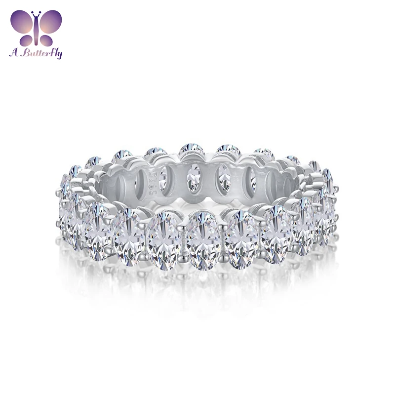 

AButterfly 925 Sterling Silver 3 * 5MM Oval Cut Simulated Diamond Eternal Luxury Wedding Ring Fine Jewelry High Quality