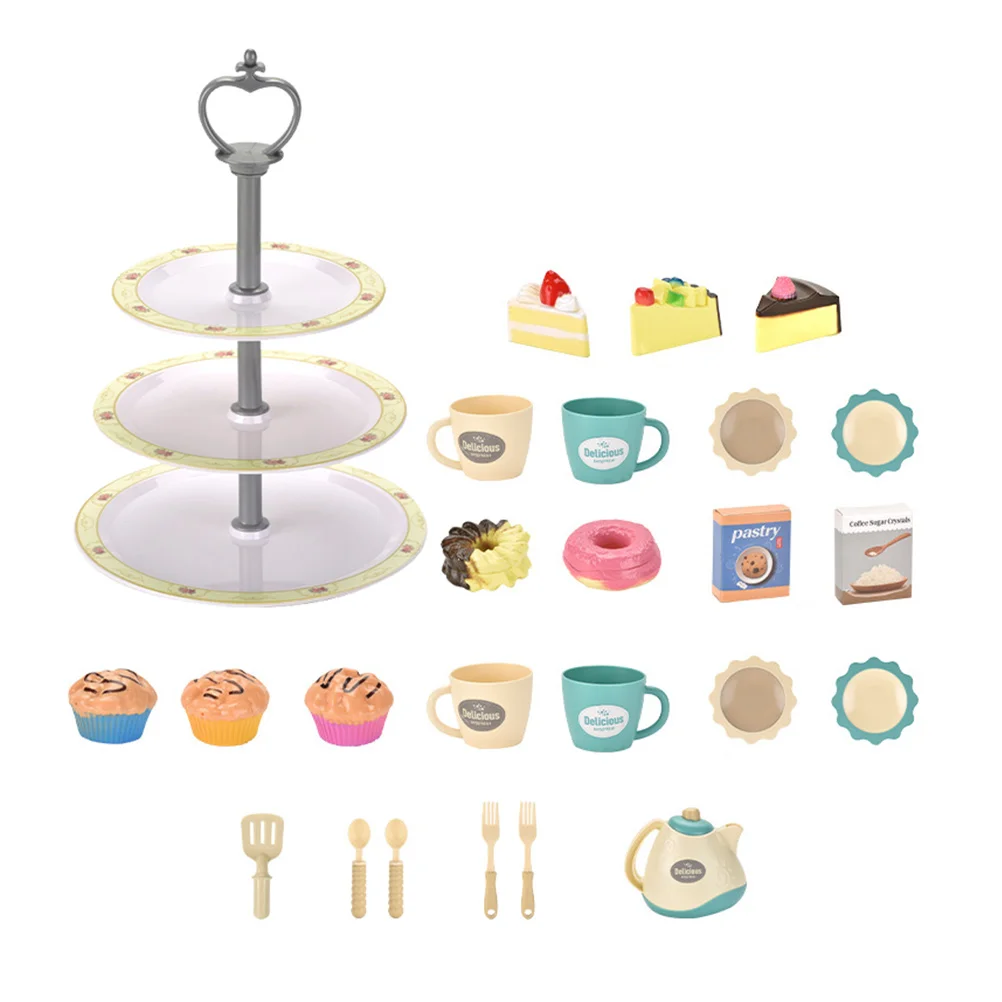 

1 Set Plastic Cake Child Afternoon Tea Playset Initiation Tea Party