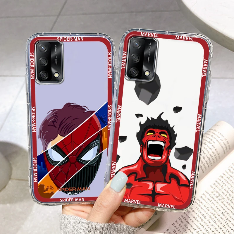 

Marvel SpiderMan Hulk Logo Phone Case For OPPO Realme V11 X3 X50 Q5i GT GT2 Neo 2 3 C21Y C3 10 9 8 7i Pro Master Transparent