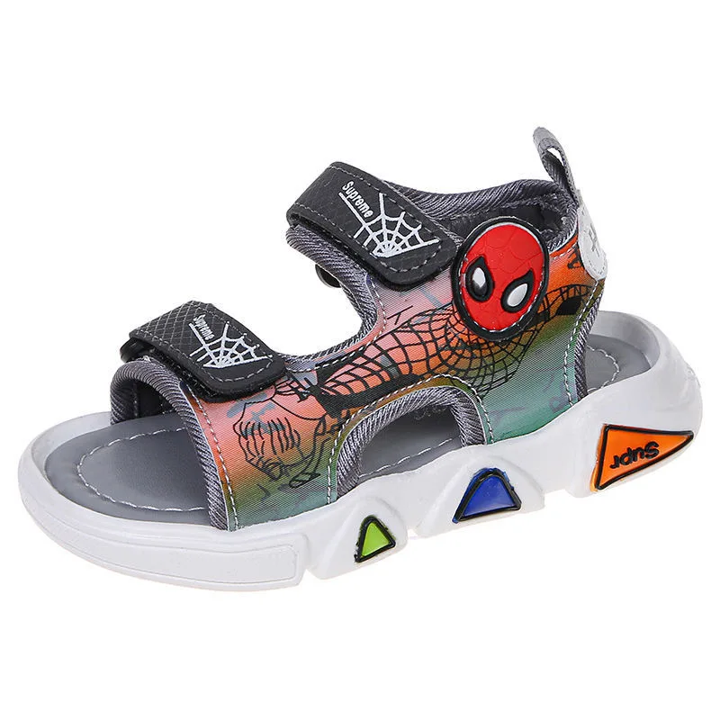 

Disney cute boys spiderman sandals with light princess kids soft shoes Europe size 21-30