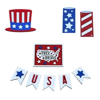 july 4th tiered tray decors independence day veteran memorial day party decors blue white red patriotic signs blocks table