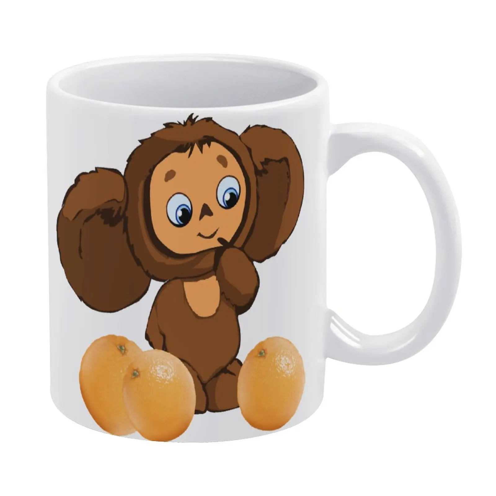 

White Mug Gradient Effect Trophy Monkey Anime Russia Cheburashkass (Чебурашка) Essential 1 Vintage Cool Promo Canteen Beer Mugs
