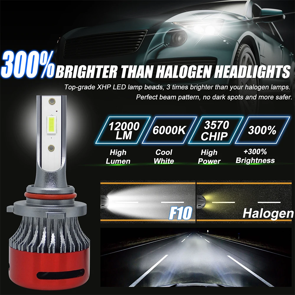 1 пара автомобисветодиодный светодиодные лампы H4 6000K 8000 Люмен 3570 CSP H7 H1 H11 H8 H9 9005 9006