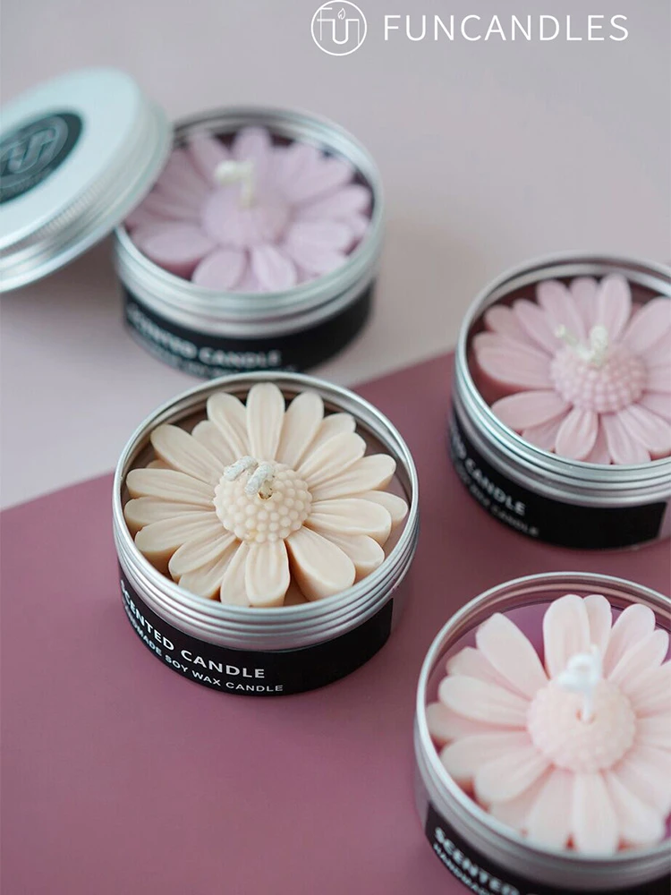 

Moldes De Silicona Para Suculentas 2022 New Small Daisy Aluminum Box DIY Candles Scented Fragrance Moldes Para Velas Decorativas