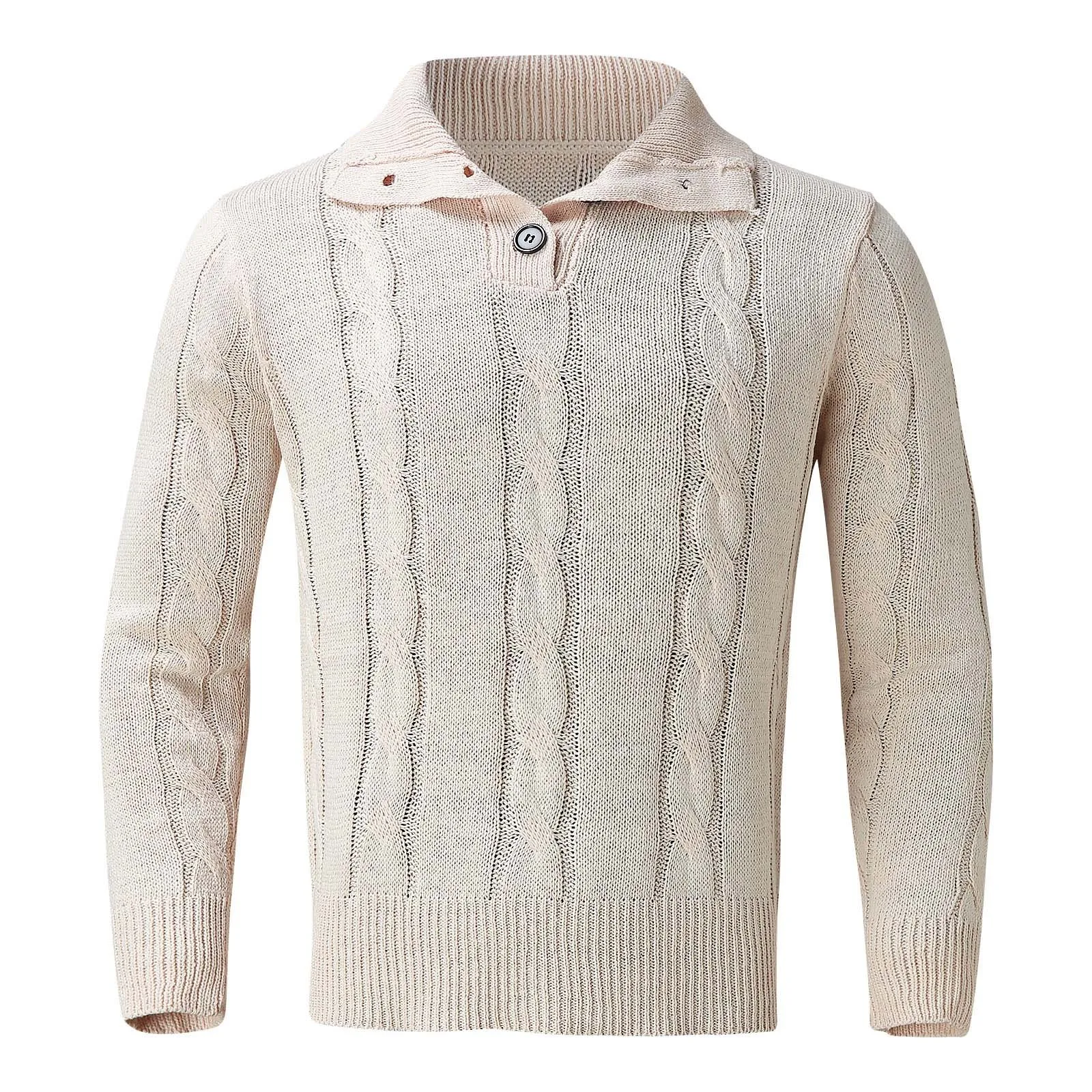 

Мужской свитер на осень и зиму, модный свитер с воротником-стойкой, теплый Повседневный свитер с длинными рукавами