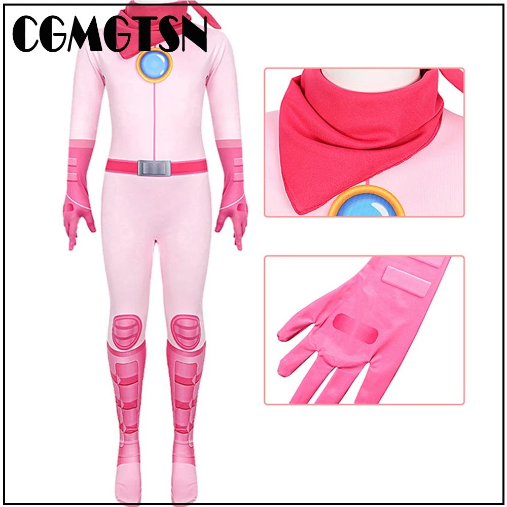 

CGMGTSN Princess Cos Peach Cosplay Costume Pink Dress Jumpsuit Outfits Halloween Carnival Suit for Female Adult Women Girls