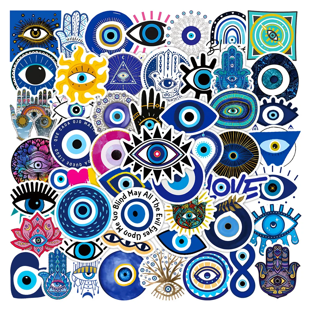 

10/30/50pcs Evil Eye Cartoon Graffiti Sticker Scrapbook Cool Funny Water Cup Creative Pvc Laptop Phone Helmet Decoration Sticker