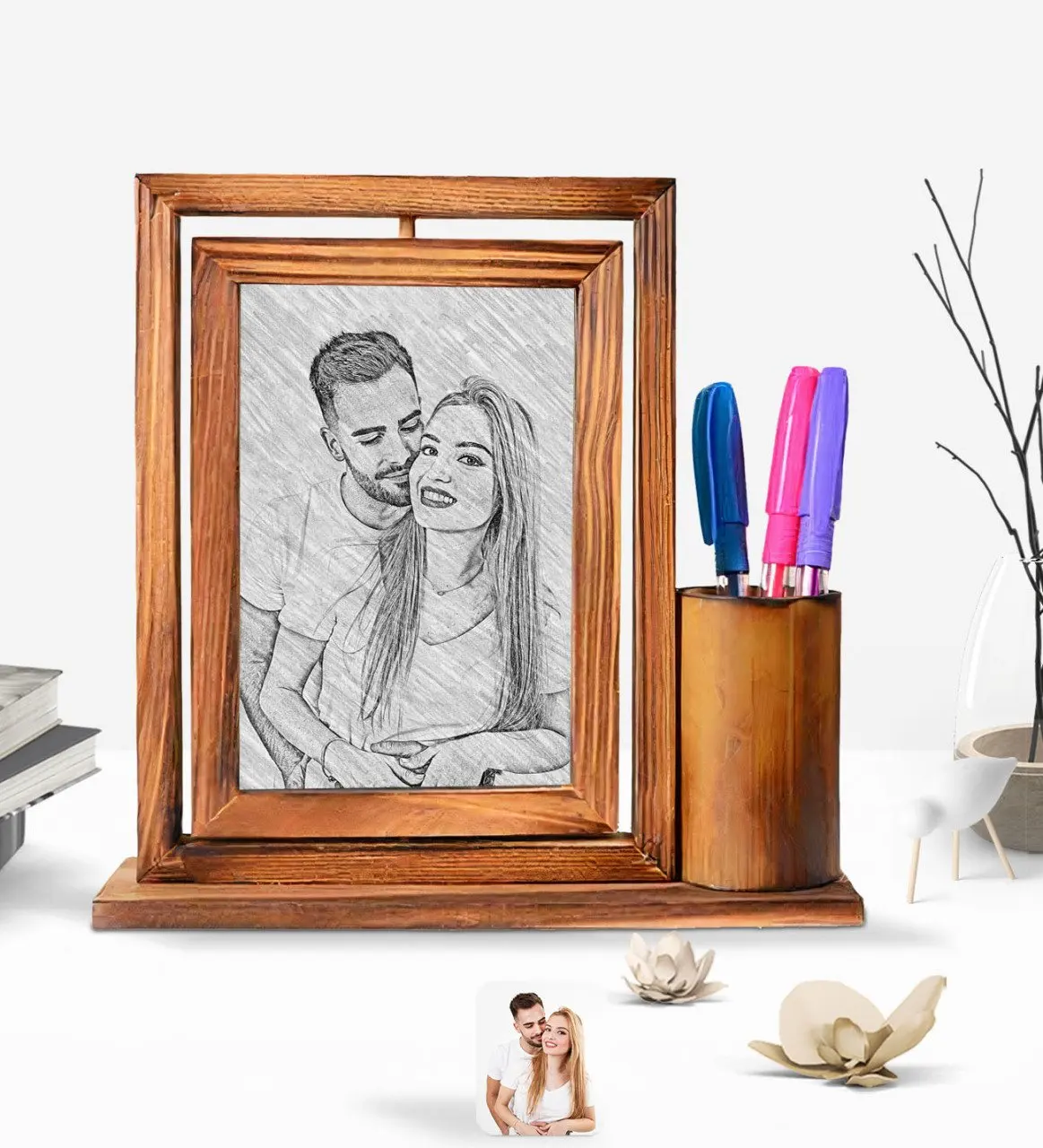 

Индивидуальный специальный дизайн древесного угля, искусственная древесина, двусторонняя фотография Çerçevesi-1