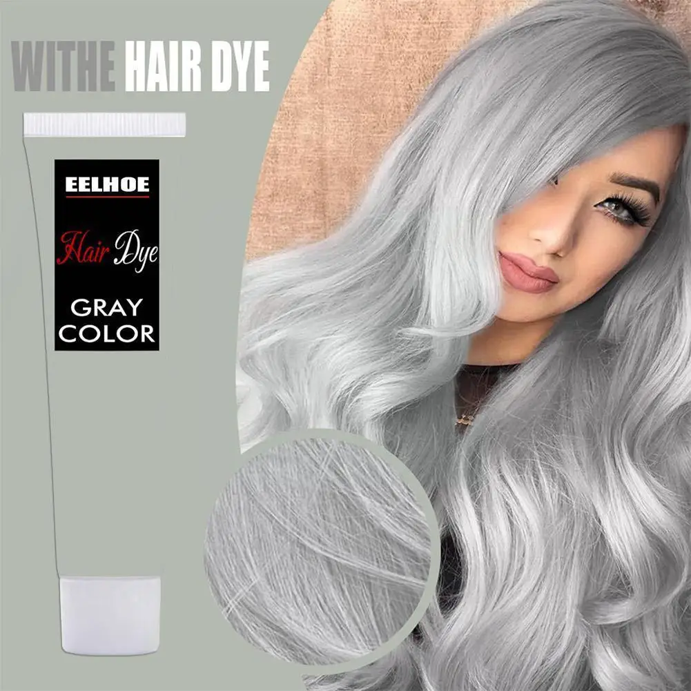 

100ml Natural Gray Hair Dye Cream Hair Color Cream Silver Hair Dye Coloring Styling DIY Smoky Grey Hair Light R4K6