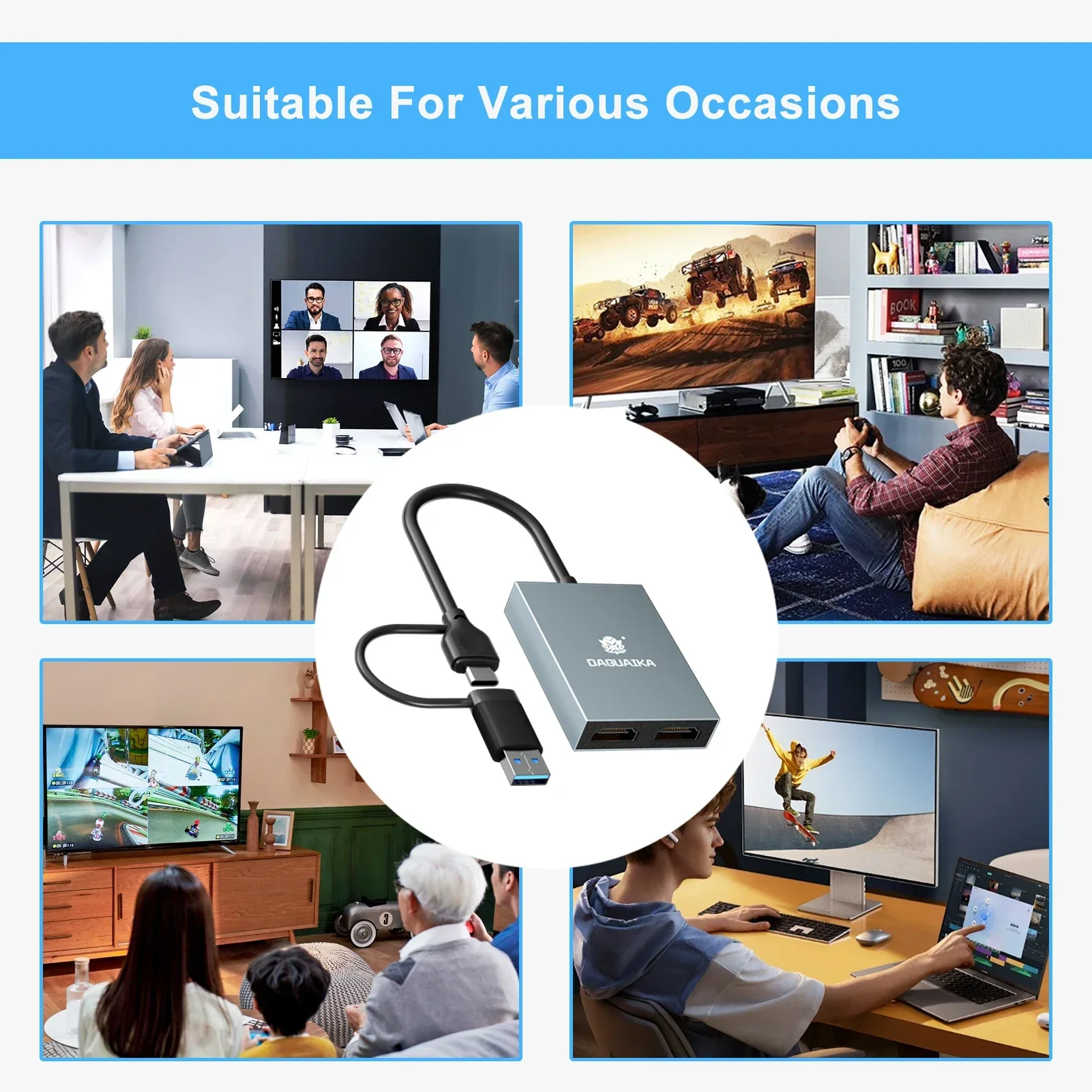 Док-станция Displaylink 1080P Адаптер USB C к HDMI с выходом 4K USB3.0 для двух мониторов Windows Mac