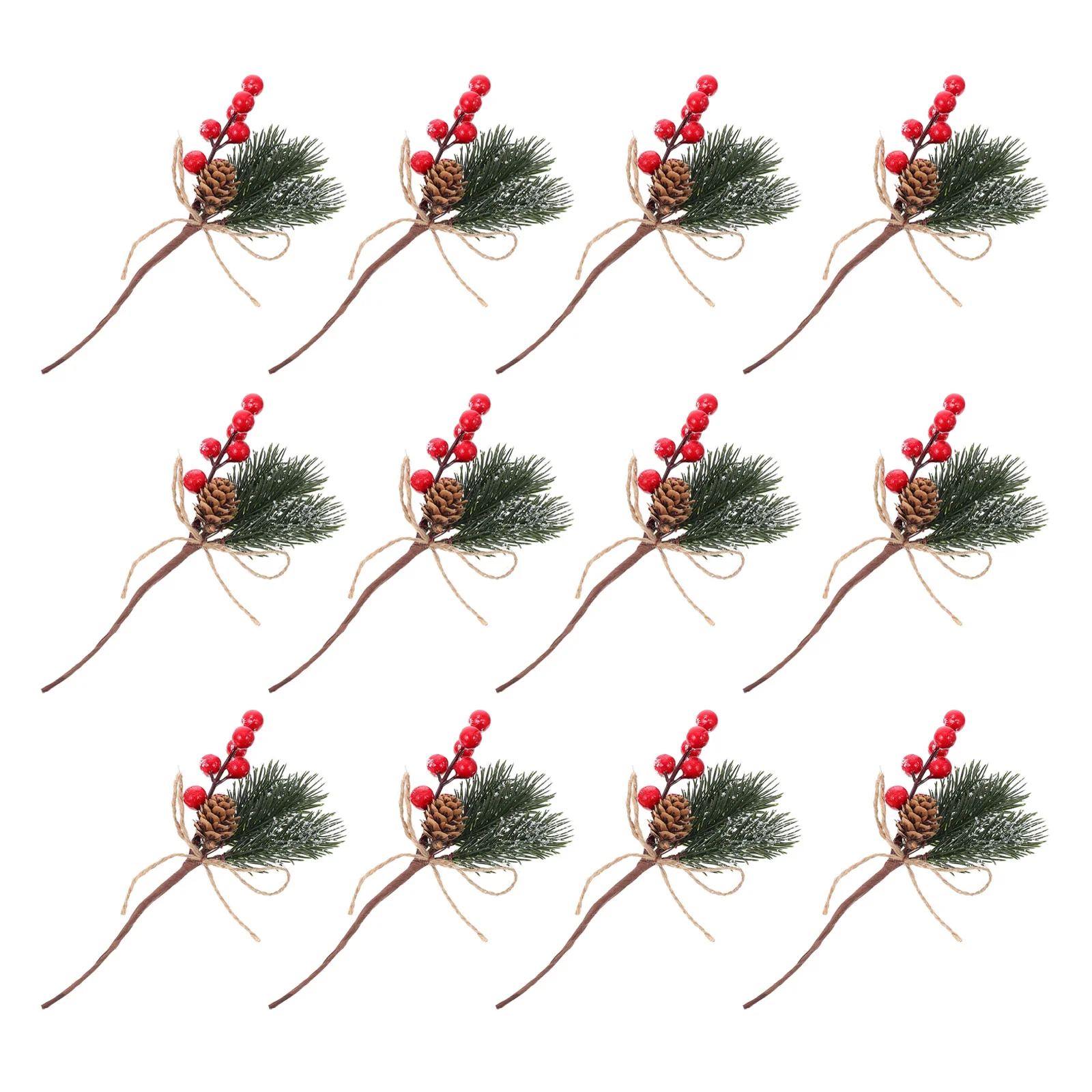 

Berry Pine Christmas Picks Artificial Stems Red Branchberries Branches Simulation Conesfruit Holly Faux Tree Fake Mini Bouquets