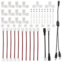 2 pin 8mm led strip connector kit include l t x shape right angle solderless corner connector for 2pin 8mm 35282835 led strip