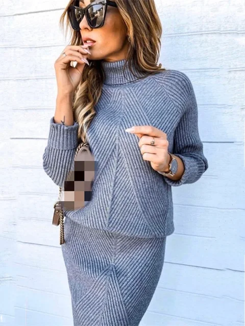 Women Autumn Knitting Costume Turtleneck Solid Color Pullover Uellow