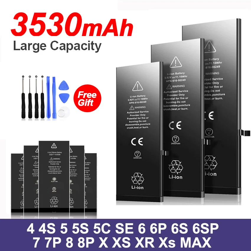 Новый брендовый аккумулятор большой емкости для телефона apple 5s se 6s 7 8 plus 10 x xr xs max