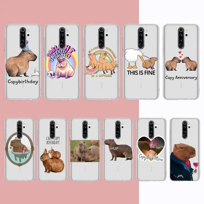 

Funny Cartoon Capybara Phone Case for Xiaomi 10Pro 10T 11 12 for Redmi 5plus Note 7A 8 9 10 10t K20 pro Clear Case