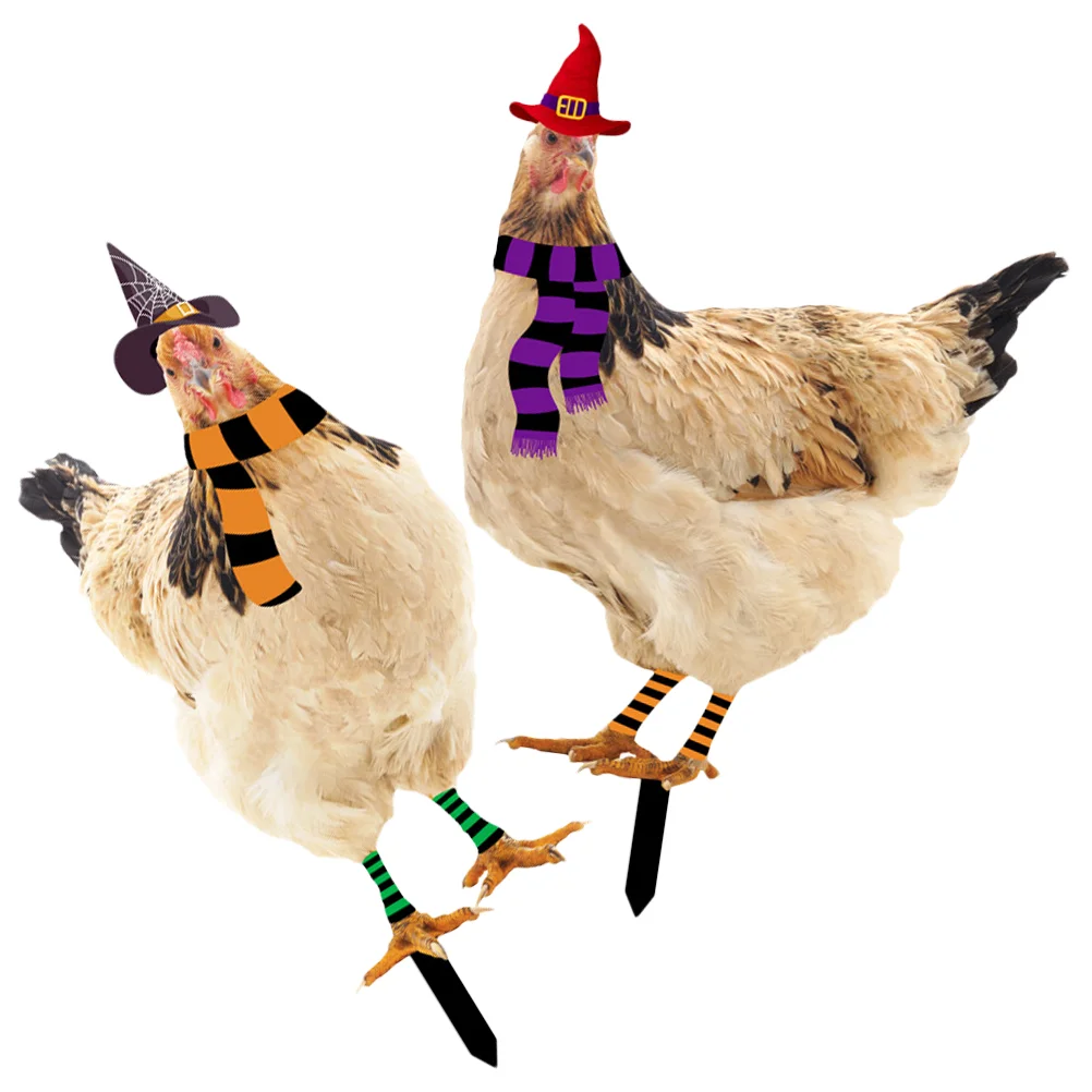 

2 Pcs Chicken Yards Decorative Stake Halloween Outdoor Decorations Plug-in Lawn Ornament Sign Acrylic Garden Stakes