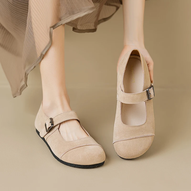 AIYUQI Mary Jane Shoes Women Genuine Leather 2023 Summer Shallow Mouth Women Flat Shoes Large Size 41 42 43 Retro Shoes Women