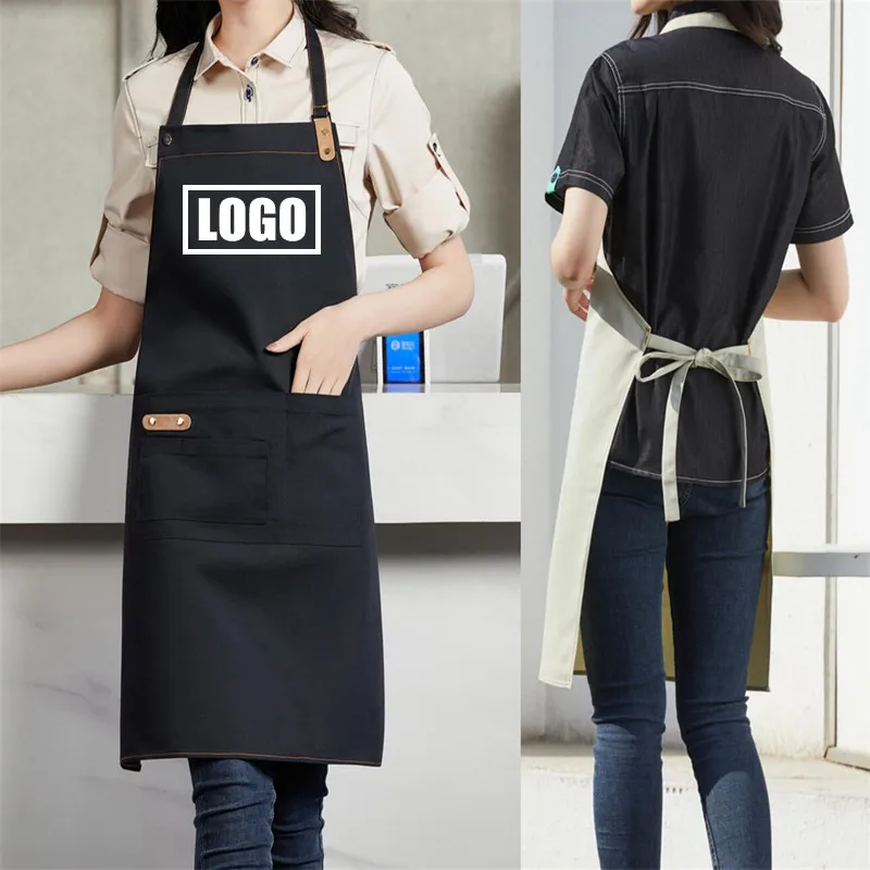 

Apron Customized Logo Women Men's Kitchen Apron Chef Work Barbecue Restaurant Bar Coffee Hairdresser Pet Shop Cloak Waiter