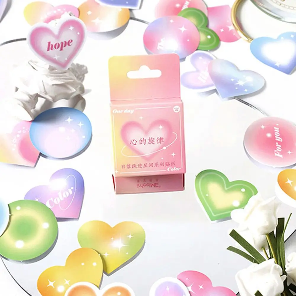 

Hand Account Plaid Love Heart Gradient Stationery Sticker School Supplies Dreamy Label Sticker DIY Decorative Sticker