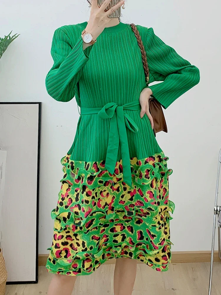 EGRM летнее повседневное плиссированное платье с оборками по краям модное круглым