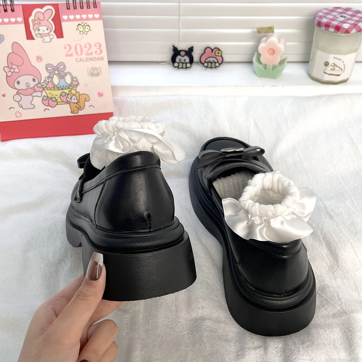 2023 Spring heart bow Women Loafers New Thick Soled Lolita shoes Japanese JK leather shoes college girls platform shoes sandals