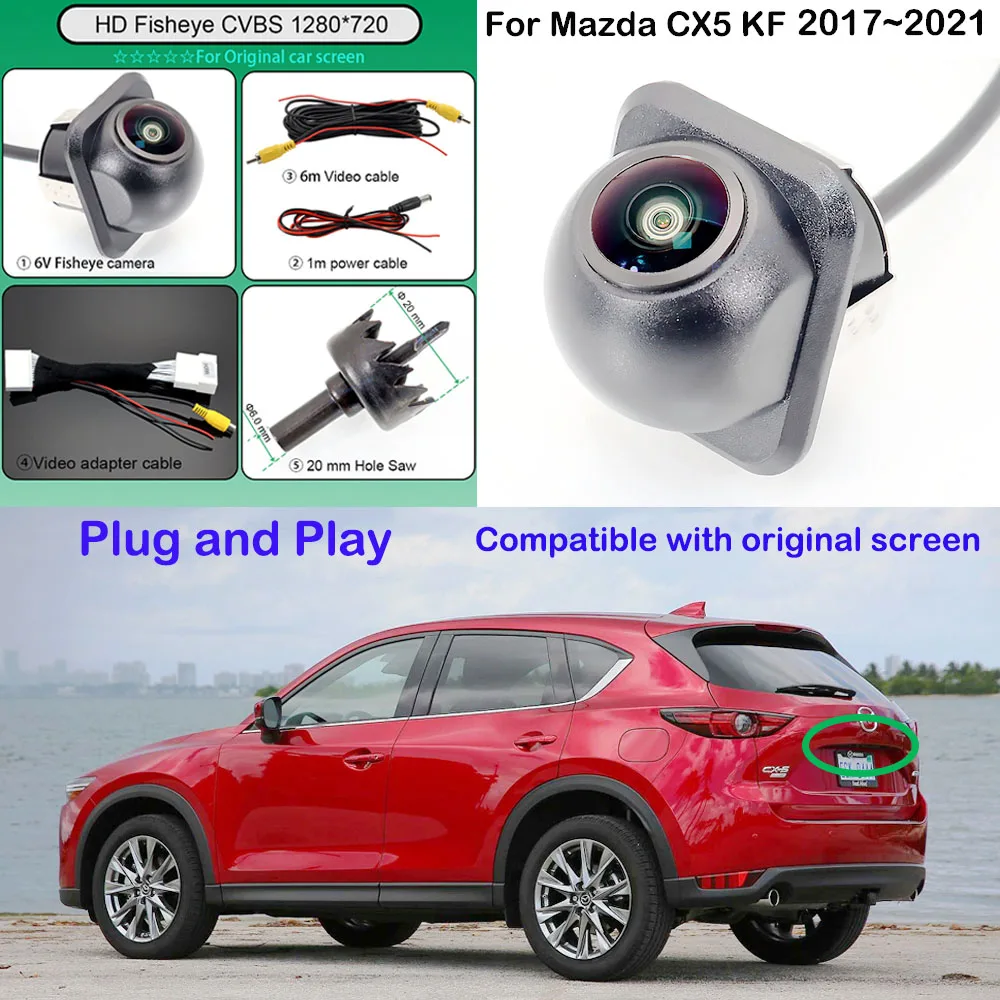 Фото Для Mazda CX5 CX 5 CX-5 KF 2017 2018 2019 2020 2021 Совместимость с OEM-экраном 28-контактный адаптерный кабель Камера заднего вида Plug & Play №1