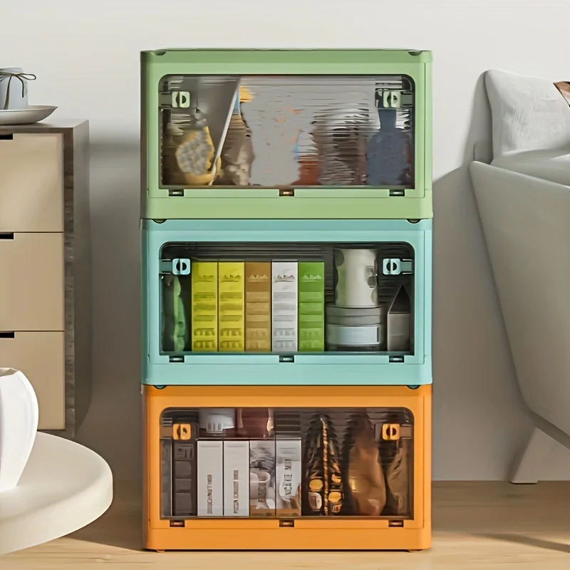 

Складная коробка для хранения, полностью открытая складная коробка для хранения с крышкой, многофункциональная коробка для хранения, органайзер, контейнер для кемпинга