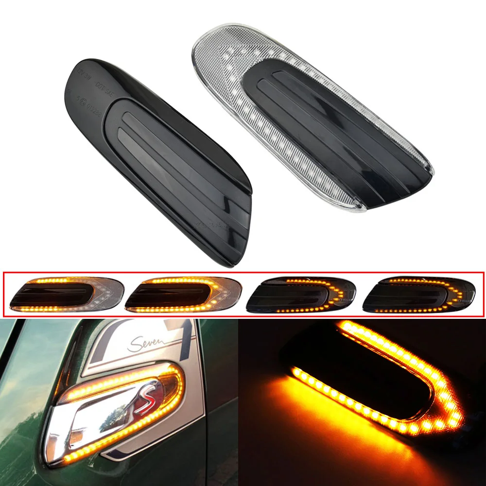 

2X For Mini Cooper F55 F56 F57 Flowing Water Blinker LED Dynamic Turn Signal Light Side Marker Flashing Indicator 63137298348