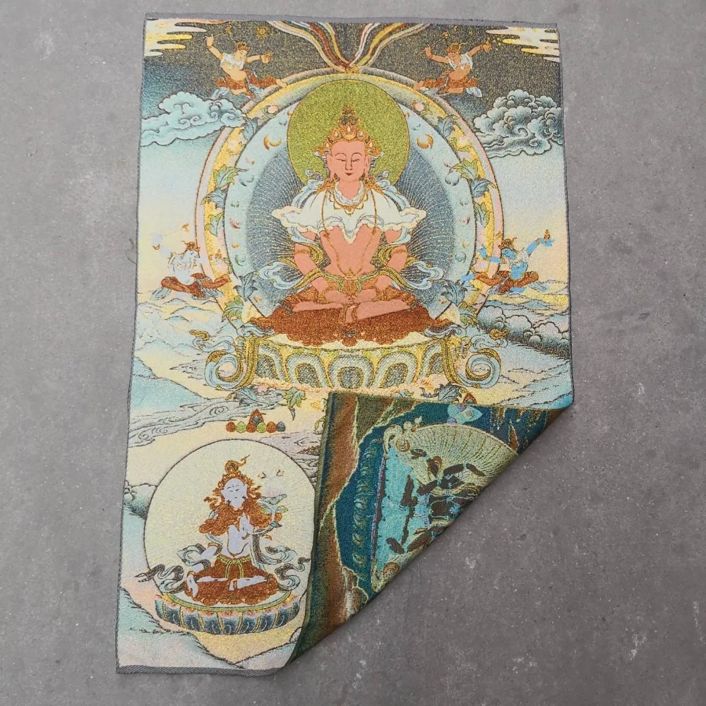 Thangka-вышивка из дерева тибетский 35 pulgadas brocado Непал Ksitigarbha duelo Wish King Kong Thangkas 1 vendid -