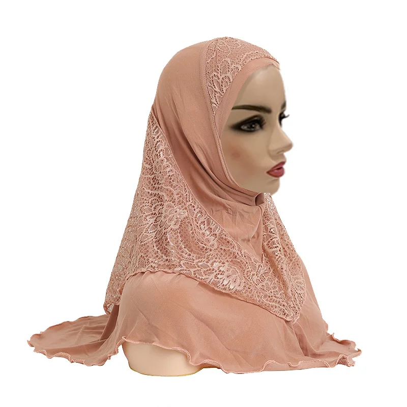 

H126 Plain Large Size Muslim Hijab With Chin Part Top Quality Amira Pull On Islamic Scarf Hot Sell Headscarf Ramadan Pray Hats