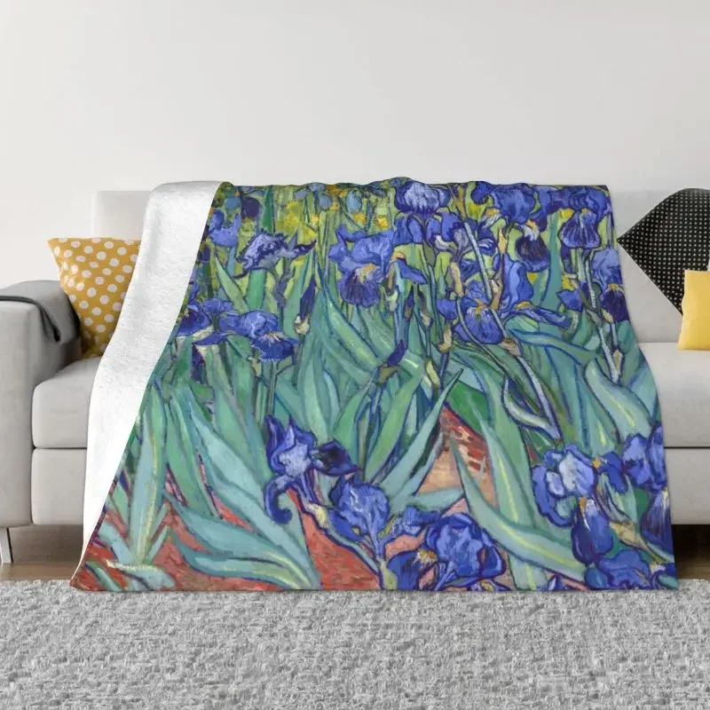 

Одеяло Irises от Винсента Ван Гога, флисовое весеннее теплое фланелевое одеяло с рисунком цветов, пледы для дивана, постельное белье для путешествий, одеяло
