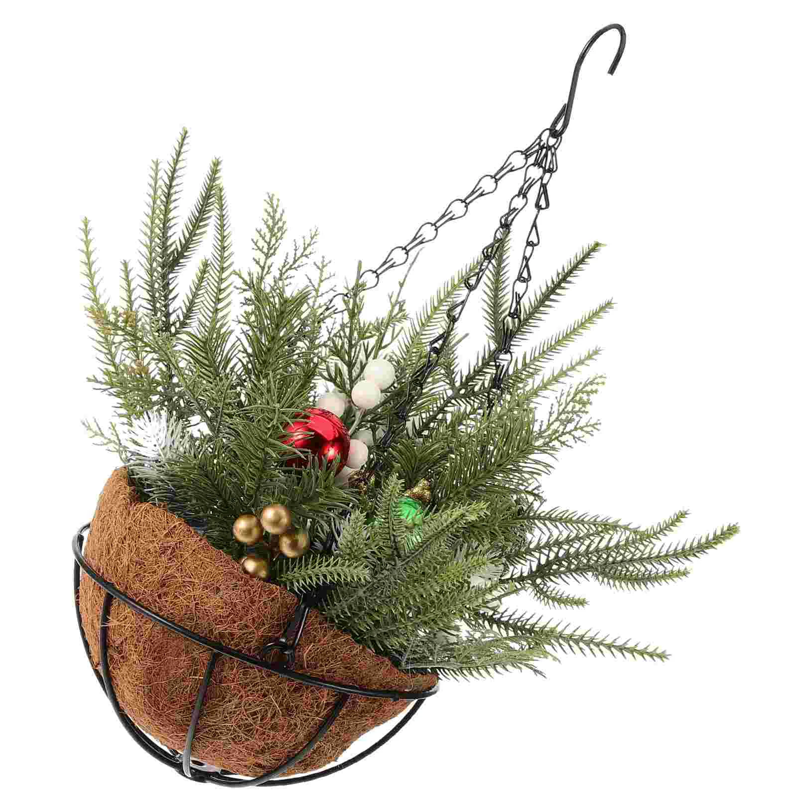 

Christmas outside Decor Porch Artificial Plant Hanging Basket Faux Plants Indoor Small Pendant Front