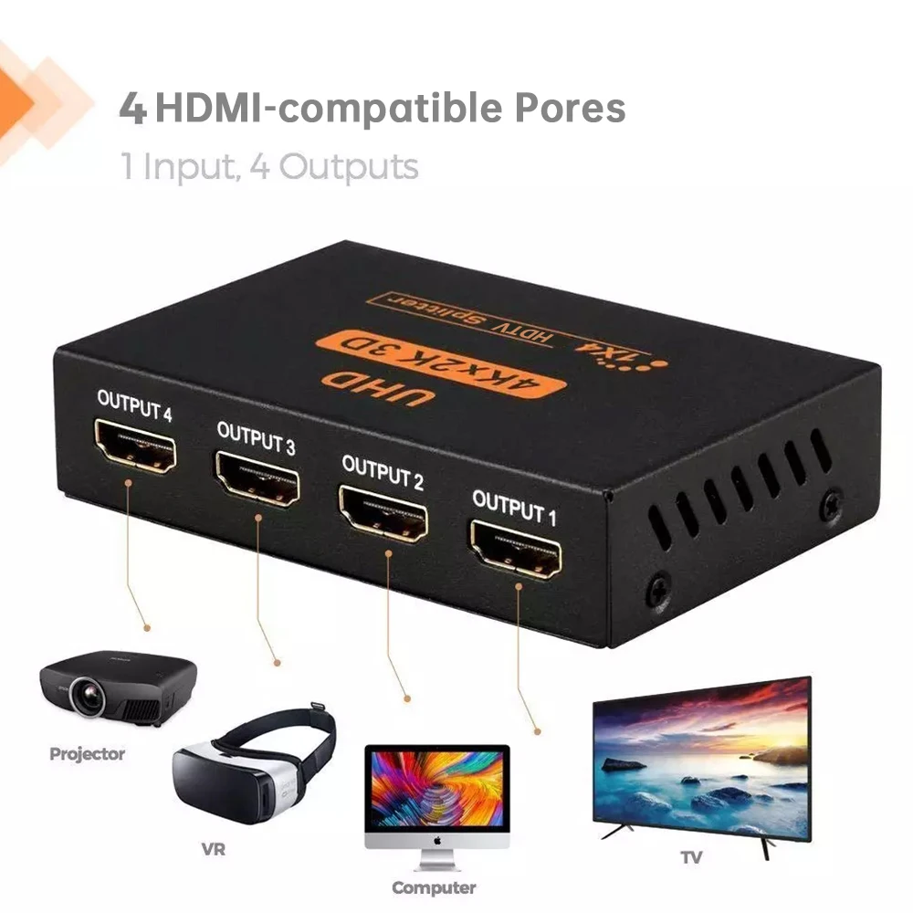 1x4 HDMI-совместимый сплиттер-конвертер 1 вход 4 выхода HD сплиттер-усилитель HDCP 4K/1080P