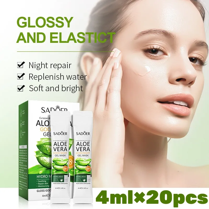 

20pcs Aloe Vera Gel Portable Facial Mask Soothing And Repairing After Moisturizing Hydrating Shrink Pores Sleep Mask Skin Care