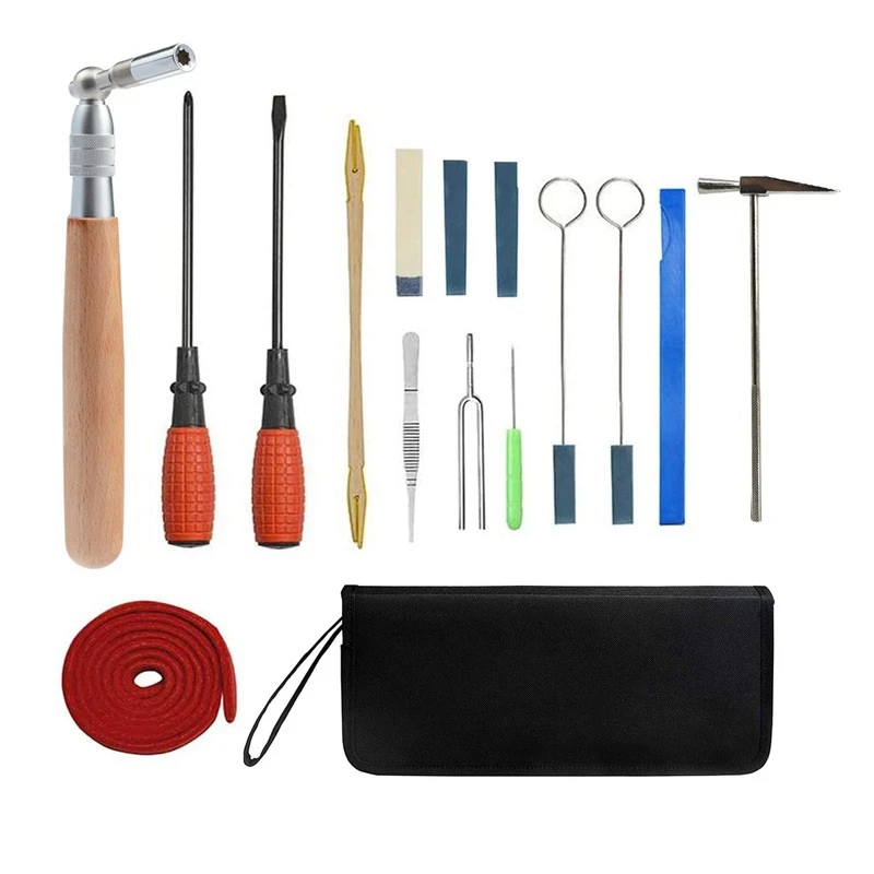 

16-PCS Set Professional Piano Tuning Kit Tuner Tool Set Wooden Handle Fixed Tuning Wrench