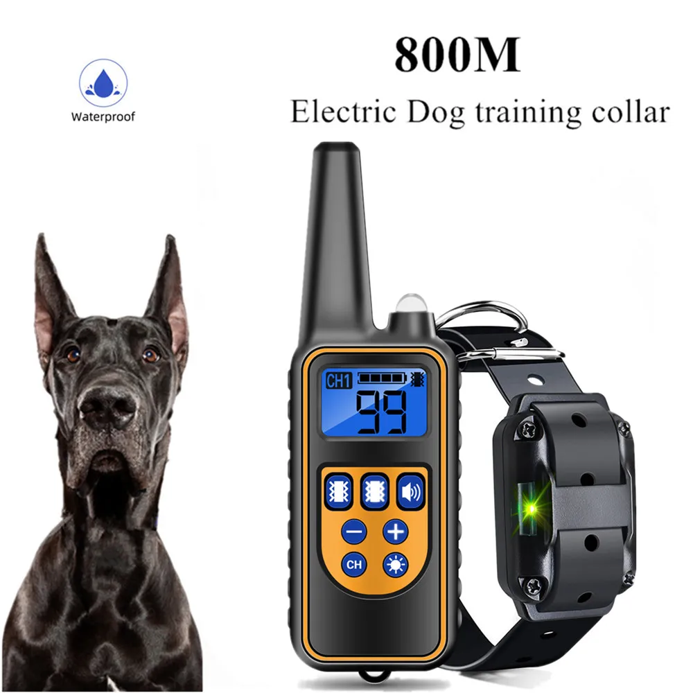 

Dog Collar 800m Electric Dog Training Collar Pet Remote Control Waterproof Rechargeable for All Size Shock Vibration Sound40%off
